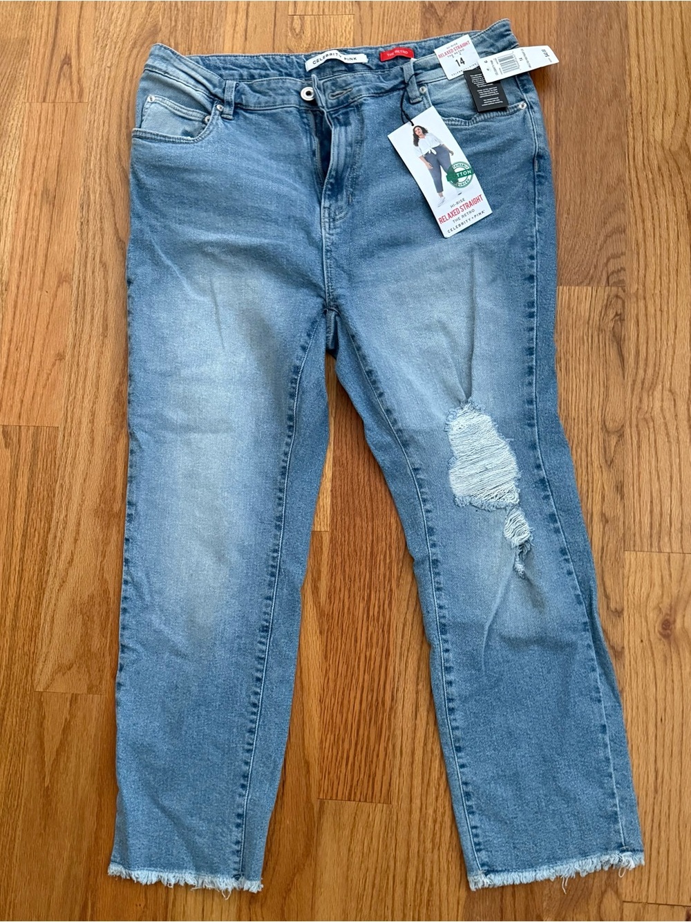 Celebrity Light Blue Distressed Jeans size 14